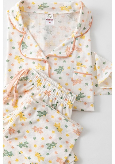 Uzun Kol Gömlek Yaka Kadın Pinterest Pijama Takımı - Mevsimlik Kadın Pijama- Geniş Beden Aralığı Karışık