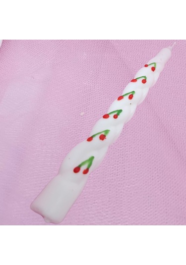 Şamdan Kiraz Desenli Mum-2li Set Soya Wax