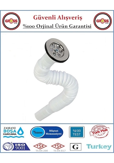 Lavabo Gider Sifonu Körüklü Beyaz