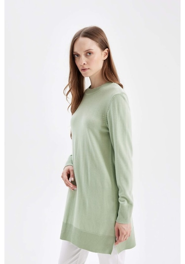 Defacto Regular Fit Bisiklet Yaka Basic Uzun Kollu Tunik H3431az24augn981 Yeşil