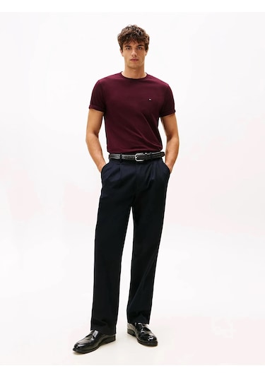Tommy Hilfiger Klasik Sıfır Yaka T-shirt Bordo