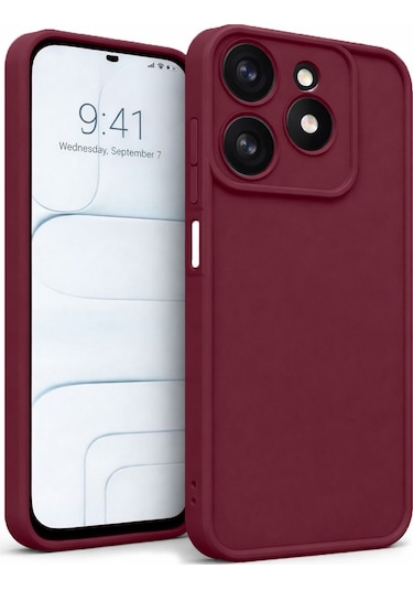 Tecno Spark10pro-4g Uyumlu Kamera Çıkıntılı Mat Silikon Telefon Kılıfı Bordo
