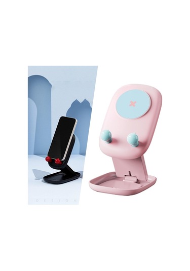 Cep Telefonu Tutucu Hafif Masa Seyahat Tablet Ekran Standı Cradle Dock Pembe