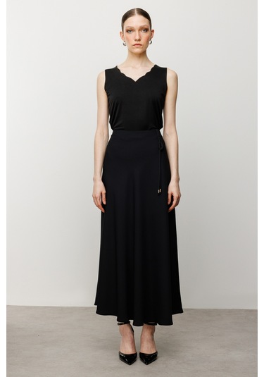 Ekol Süs İpli Volanlı Kadın Etek 25y.ekl.etk.01062.1 Siyah