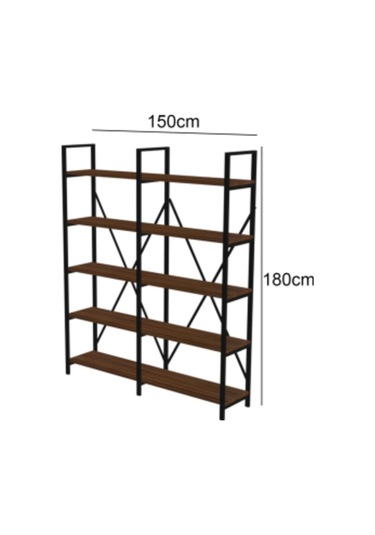 Wood House - Ilayda Geniş Raflı Kitaplık - Ceviz