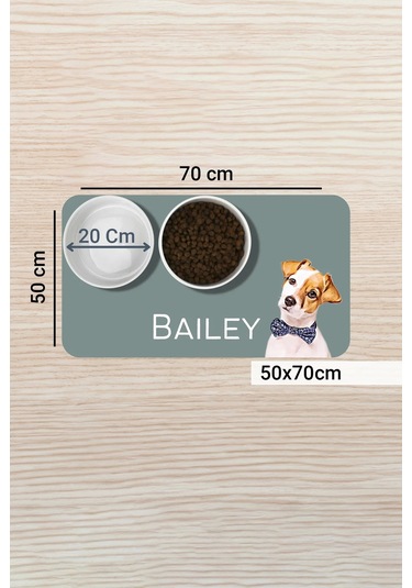 Matgo Pati Hayvana İsme Özel Fotoğraflı Beslenme Matı Kaymaz Sıvı Geçirmez Kedi Köpek Mama Paspası 5