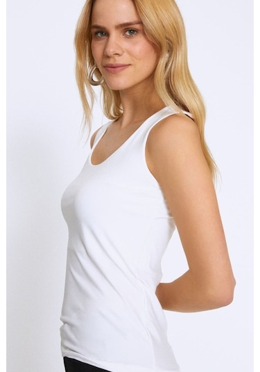 Quzu Kadın Beyaz Basic Bluz T-shirt - 15y60009-02 001