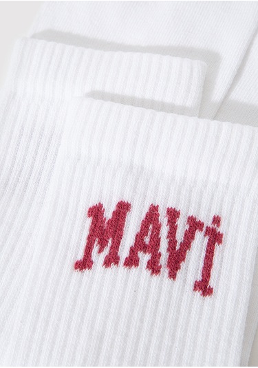 Mavi - Mavi Logo Detaylı Beyaz Soket Çorap 1912726-20844 Beyaz