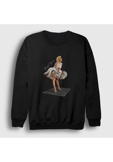 Presmono Unisex Icon Marilyn Monroe Sweatshirt Siyah
