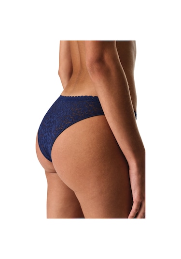 Penti Lacivert Easy Lace Dantel V Model Brazilian Külot