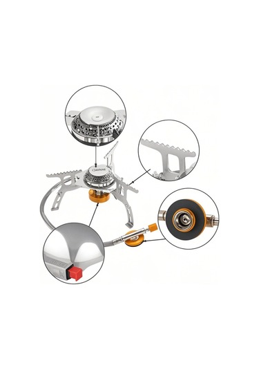 Vkemall Özel Kamp Ocağı Seti: Entegre Ocak Başlığı Cr-8c + 9 Parçalı Ön Cam Ws-9 + Adaptör Gt-1 Gümüş