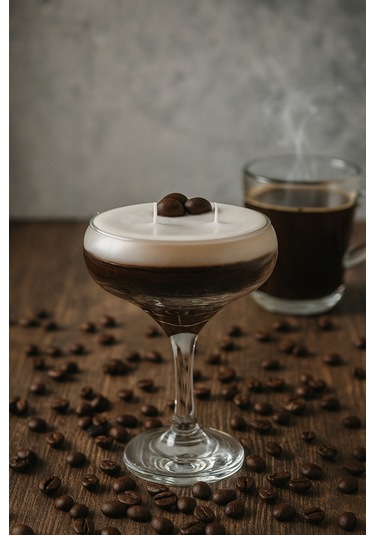 Kahveli Mum Martini Bardağında Kahveli Martini