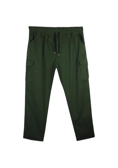 Kargo Cepli 100 Kilo-180 Kilo Arası Için Uygun Erkek Büyük Beden Gabardin Pantolon Yeşil