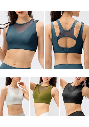 Gajeena Kadınlar İçin Yoga Spor Sütyeni - Çıkarılabilir Pedli, Arkadan Fermuarlı, Nefes Alabilen Kumaş SiYAH