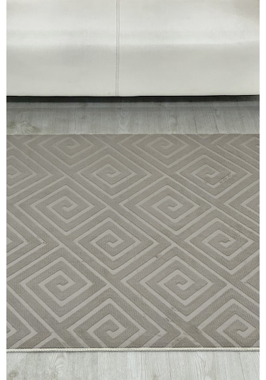 Lüle Halı Delüx Kabartmalı Düz Renk Üstün Kalite De Kaymaz Tabanlı Yolluk Halı Vizon