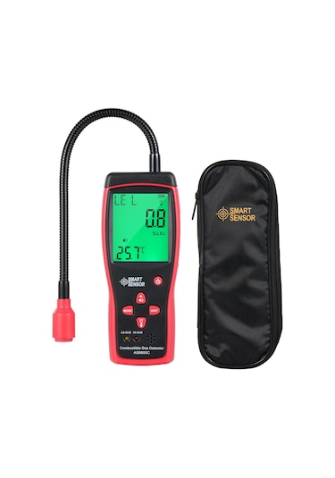 Smart Sensor Akıllı Sensör Portatif Yanıcı Gazlar Kaçak Dedektörü Siyah Kırmızı