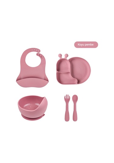 Jianfan Karikatür Silikon Mama Önlğü Su Geçirmez Bebek Beslenme Önlü Koyu Pembespar Pembe