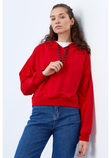 Tommy Life Kırmızı Uzun Kol Rahat Form Kapüşonlu Kadın Sweatshirt - 97115 Kırmızı Tommy Life Kırmızı Uzun Kol Rahat Form Kapüşonlu Kadın Sweatshirt - 97115 Kırmızı