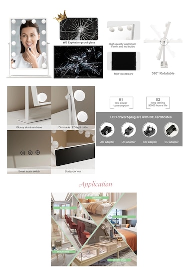 Land Of Myth LOM2087 Hollywood 3 Renk Led Makyaj Aynası Gold