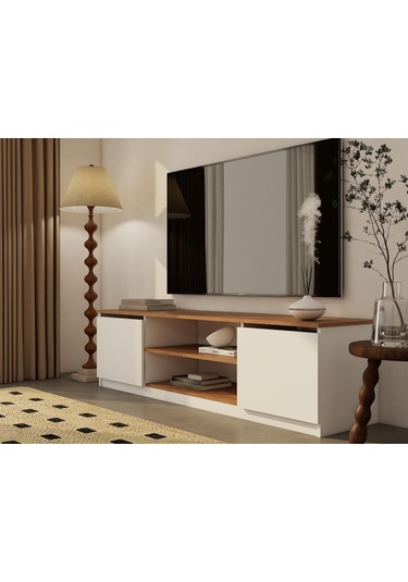 Bade Tv Ünitesi Marbella Kiraz Beyaz Renk Açık Kahverengi