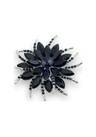Kadın Gelinler İçin Çiçek Broş Pin Kristal Broş Mavi Oluşturuldu Siyah