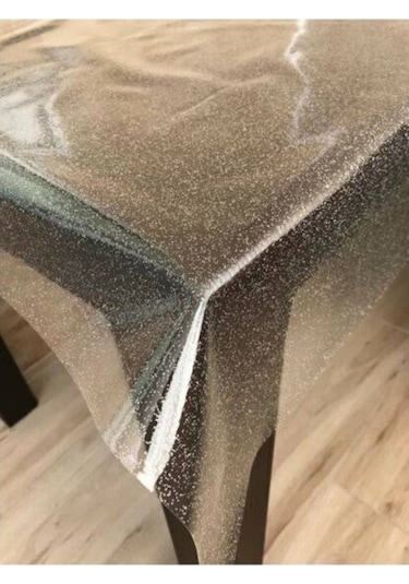 Neşe Home Collection Simli Şeffaf Muşamba Masa Örtüsü Gümüş - Gold Simli Renk Seçenek