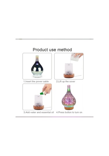 Moveevo 3d Ultrasonik Aromaterapi Dağıtıcı, 100ml Nemlendirici, 7 Renk Led Işıklı, Otomatik Su Kapanması Özelliği