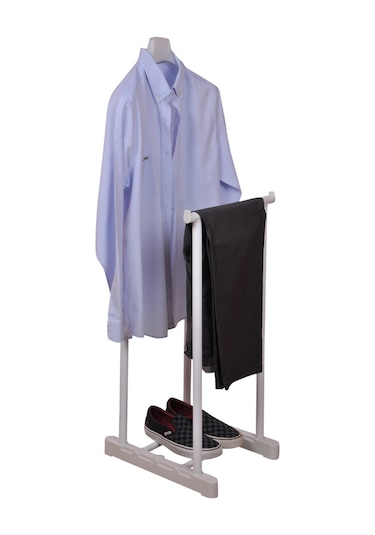 İkili Dilsiz Uşak Elbise Askısı Beyaz-giysilerinizin Yüksekliğine Göre Ayarlanabilir. Beyaz