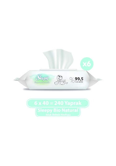 Sleepy Bio Natural Islak Bebek Havlusu 6 X 40'Lı