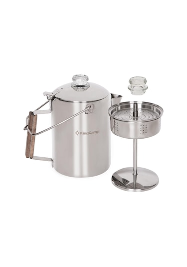 Kingcamp Percolator Coffee Pot Çelik Kahve Demleme Seti Gümüş