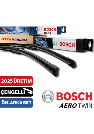 Peugeot 206 Ön Arka Silecek Takımı 2000-2014 Bosch Aerotwin-Rear + Koku