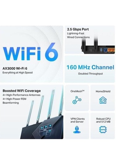 Tp-link Archer AX55 Pro AX3000 Çift Bant Gigabit Wi-Fi 6 Router