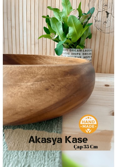 El Yapımı Akasya Ağacı Ahşap Kase 35 Cm X 9 Cm Ahşap