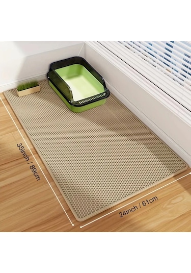 Elmpaly Devasa 35x24 İnç Hücreli Çift Katmanlı Kum Tutaçlı Kaymaz Krem Halı