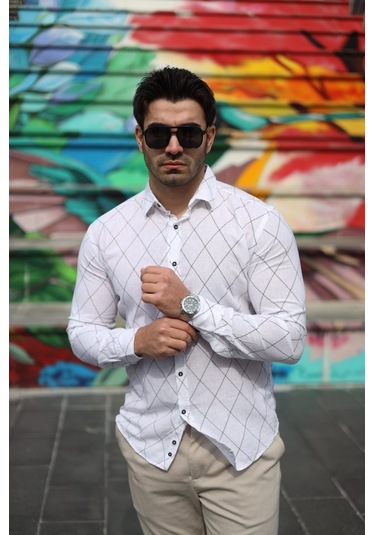 Erkek Şamre Kumaş Gömlek Beyaz