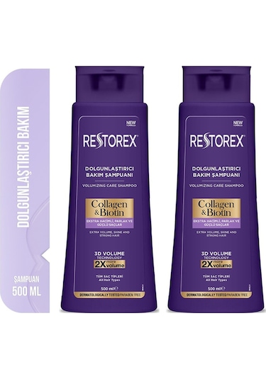 Restorex Collagen&Biotin Dolgunlaştırıcı Şampuan 2 x 500 ML