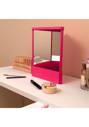 Suntek Geri Dönmeyen Ayna Kozmetik Aynası L-pembe-Kırmızı