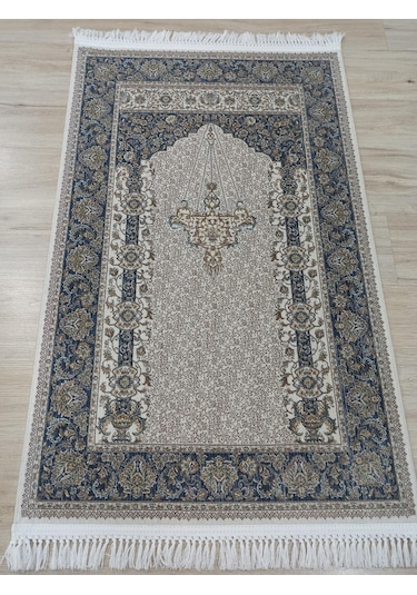 100 Tarak İpeksi Seccade Krem Dark Blue Krem Mavi
