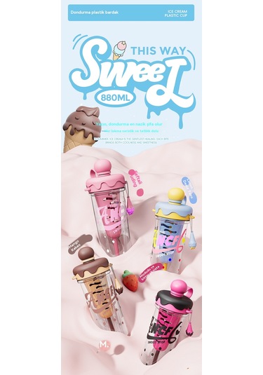 Büyük Kapasiteli Karikatür Taşınabilir Plastik Su Bardağı Siyah