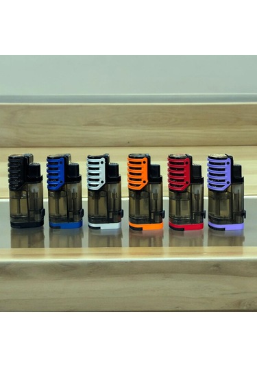 3 Pürmüz Jet Alev Delicili Puro Çakmağı Siyah/mor