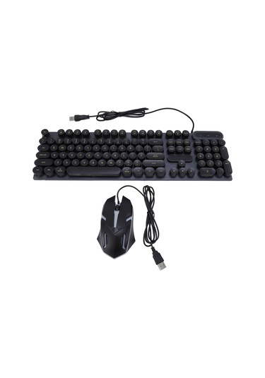 Xindoker D500 Siyah Kablolu Klavye Fare Seti, Pencere Ve Mac Uyumlu, 1600 Dpı, Su Geçirmez, Işıklı Tuşlar, Dayanıklı Uv Baskı, Plug And Play