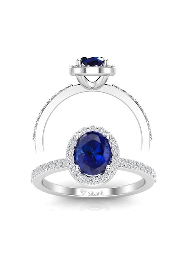 1.50 Karat Pırlantalı Safir Yüzük