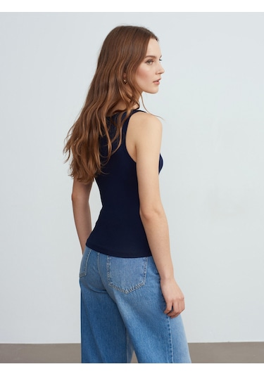 Dilvin 21048 Halter Yaka Top-lacivert Lacivert