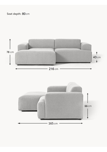 Most Mollista 2 Modül Sol Köşe Koltuk 32 Gri Keten Kumaş Yumuşak