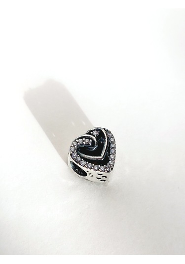 Gümüş Işıltılı Kafes Kalp Pan Tasarım Bileklik Uyumlu Charm