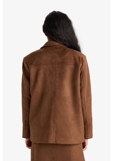 Defacto Regular Fit Ceket Yaka Süet Blazer Ceket E7236ax25aubn229 Kahve