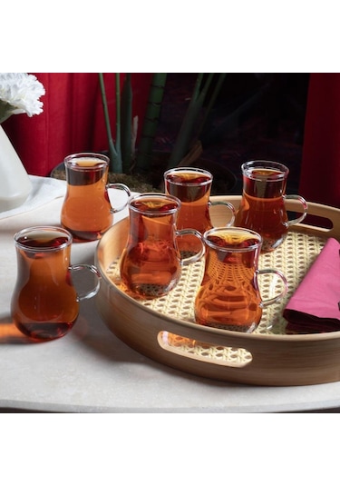 Perotti Dem 15530 Borosilikat Çay Bardağı Seti 6'lı Şeffaf