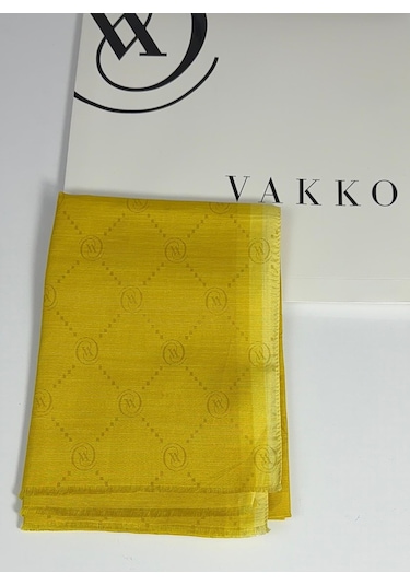 Vakko Pamuk İpek Şal - 68 X 200 - 6356 Hardal
