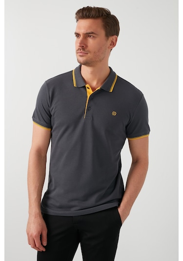 Buratti Pamuklu Slim Fit Şerit Detaylı Düğmeli Polo Yaka 5'Li Paket Erkek T Shirt 5902118S5 Siyah-Beyaz-Kırmızı-Antrasit-Haki