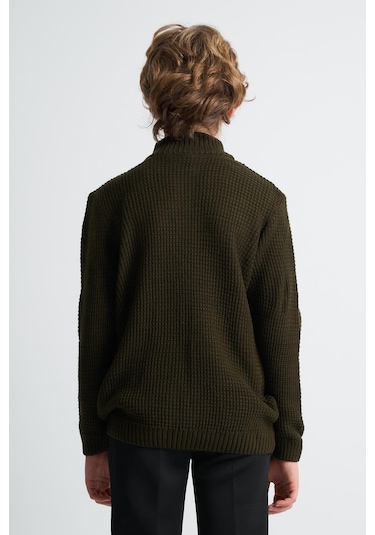 Alexandergardı Fermuarlı Dik Yaka Hırka Haki